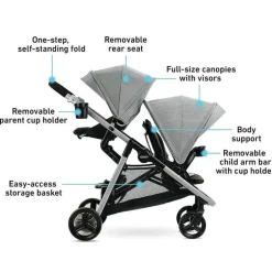 Carrinho de passeio duplo Graco - Ready2grow Lx 2.0, Clark