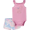 Carters - Conjunto curto e body de elefante de bebê menina 2 unidades, rosa
