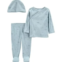 Carters - Conjunto de calça e top de encaixe lateral para bebê menino 3 unidades, azul