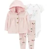Carters - Conjunto de Cardigan Pequeno 3Pk para Bebê, Rosa