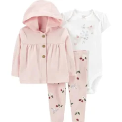 Carters - Conjunto de Cardigan Pequeno 3Pk para Bebê, Rosa
