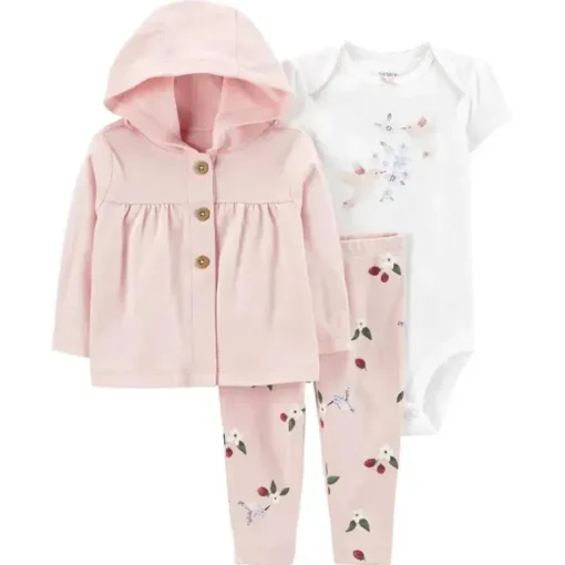 Carters - Conjunto de Cardigan Pequeno 3Pk para Bebê, Rosa