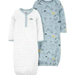 Carter's - Pacote de 2 vestidos de dormir de bebê - Dino Branco/Azul
