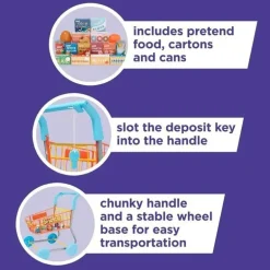 Casdon - carrinho de compras de brinquedo colorido para crianças a partir de 3 anos