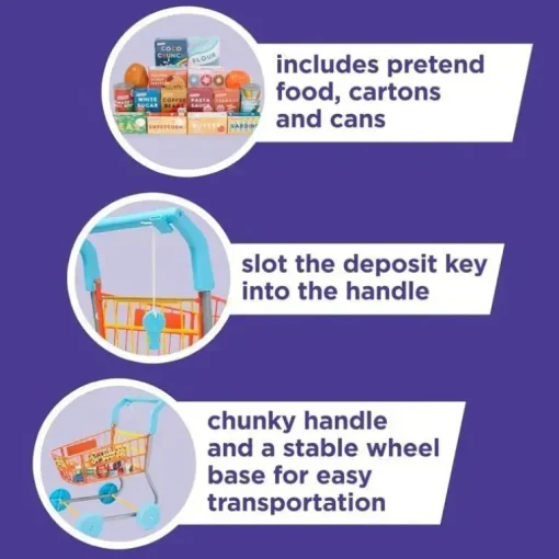 Casdon - carrinho de compras de brinquedo colorido para crianças a partir de 3 anos