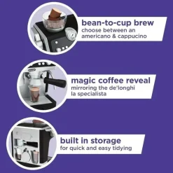 Casdon - Máquina de café Barista DeLonghi Toys com sons e revelação mágica de café, para crianças a partir de 3 anos