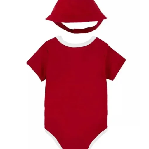 Chapéu balde e body Jordan para bebês meninos, caixa de presente vermelha, conjunto de 2 peças