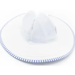 Chapéu de natação Rufflebutts Periwinkle Blue Seersucker, 3T-5