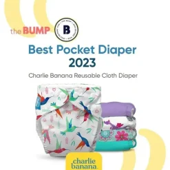 Charlie Banana - Fralda de pano lavável reutilizável, tamanho ajustável para recém-nascido, azul