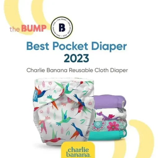 Charlie Banana - Fralda de pano lavável reutilizável, tamanho ajustável para recém-nascido, azul