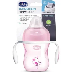 Chicco - Bico de Silicone Transição Sippy Cup 7 Oz Rosa 4M+