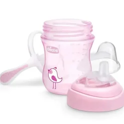 Chicco - Bico de Silicone Transição Sippy Cup 7 Oz Rosa 4M+