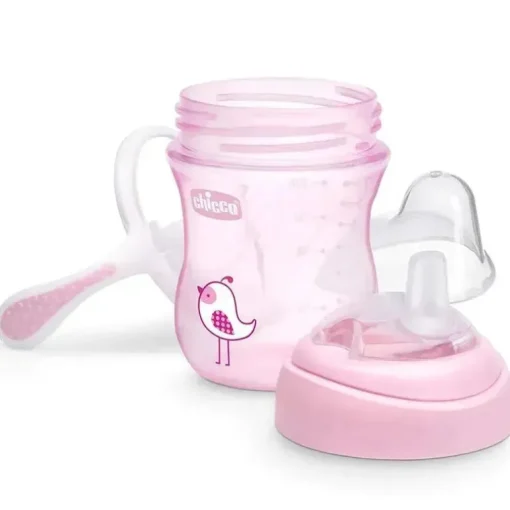 Chicco - Bico de Silicone Transição Sippy Cup 7 Oz Rosa 4M+