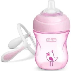 Chicco - Bico de Silicone Transição Sippy Cup 7 Oz Rosa 4M+