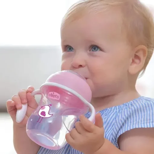 Chicco - Bico de Silicone Transição Sippy Cup 7 Oz Rosa 4M+