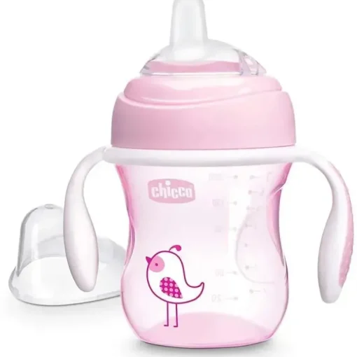 Chicco - Bico de Silicone Transição Sippy Cup 7 Oz Rosa 4M+