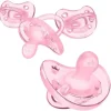 Chicco - Chupeta ortodôntica de silicone de peça única PhysioForma®, 0-6m, rosa claro, pacote com 4