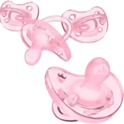 Chicco - Chupeta ortodôntica de silicone de peça única PhysioForma®, 0-6m, rosa claro, pacote com 4