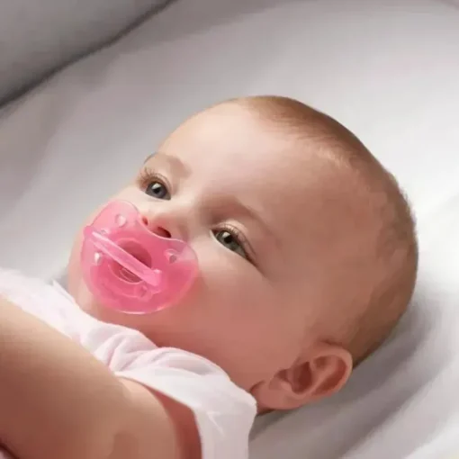 Chicco - Chupeta ortodôntica de silicone de peça única PhysioForma®, 0-6m, rosa claro, pacote com 4
