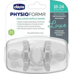 Chicco - Chupeta PhysioForma Luxe Silicone One Piece para Bebés dos 16 aos 24 meses 2 unidades Cristal Transparente