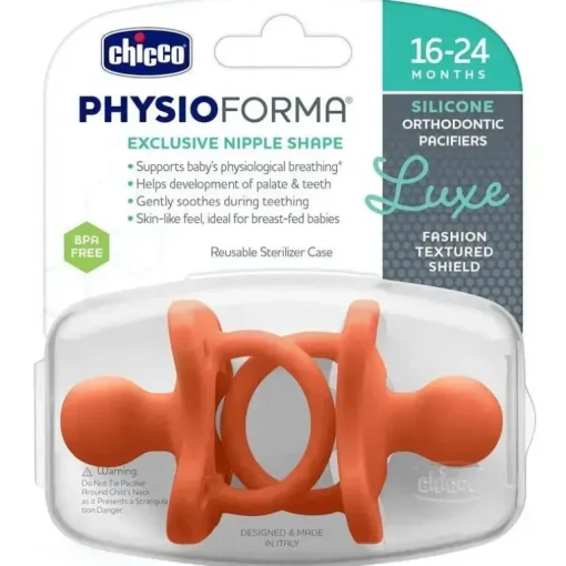 Chicco - Chupeta PhysioForma Luxe Silicone One Piece para Bebés dos 16 aos 24 meses 2 unidadesTerracota