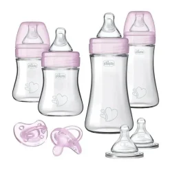 Chicco - Conjunto de mamadeira Duo para recém-nascidos, rosa