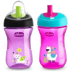 Chicco - Copo Treinador de Palha Natural Fit, Rosa/Roxo