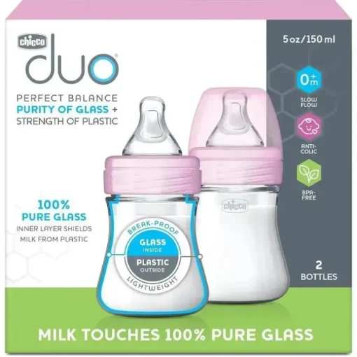 Chicco - mamadeiras híbridas 2Pk Duo 5Oz, rosa