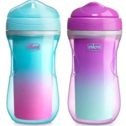 Chicco - 2Pk Isolado Rim Spout Trainer Sippy Cup 9 Oz. Rosa/Teal/Roxo Ombré