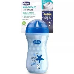 Chicco Brilho no Escuro Aro Isolado Copo Trainer 9 Oz, Azul, 12M+ Azul