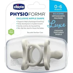 Chicco PhysioForma Luxe Chupeta de silicone para bebês de 0 a 6 meses cinza pérola