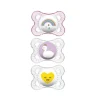 Chupeta de silicone MAM 3-pack 0-6M - rosa/transparente