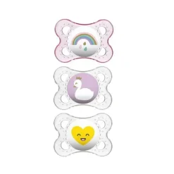 Chupeta de silicone MAM 3-pack 0-6M - rosa/transparente