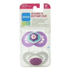 Chupeta de silicone Mam Trends 6+M - as cores podem variar, pacote de 2