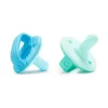 Chupeta de silicone Munchkin Sili-Soothe &amp; Teethe + mordedor - 2 unidades, azul/verde
