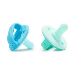 Chupeta de silicone Munchkin Sili-Soothe &amp; Teethe + mordedor - 2 unidades, azul/verde