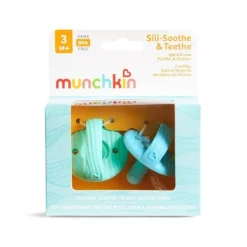 Chupeta de silicone Munchkin Sili-Soothe &amp; Teethe + mordedor - 2 unidades, azul/verde