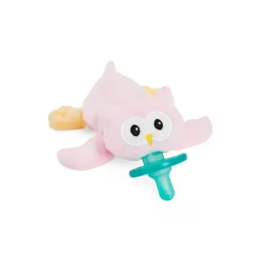 Chupeta infantil Wubbanub, coruja rosa