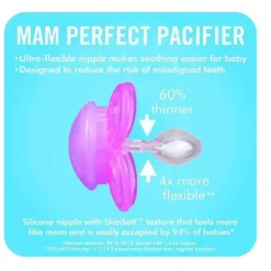 Chupeta MAM 2 Pack Perfect 6M+ - Rosa/Roxo