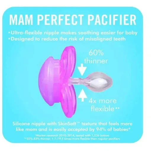 Chupeta MAM 2 Pack Perfect 6M+ - Rosa/Roxo