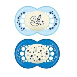 Chupeta Mam Night 6+ M, cores podem variar, pacote de 2