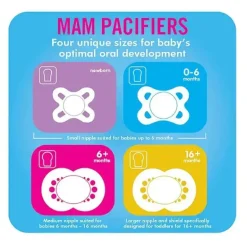 Chupeta Mam Night 6+ M, cores podem variar, pacote de 2