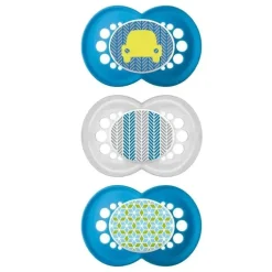 Chupeta MAM 3-Pack 6+ Meses Trends - Azul/Verde