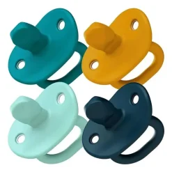 Chupeta ortodôntica Boon Jewl, chupeta de silicone estágio 1 recém-nascido +, pacote de 4, azul