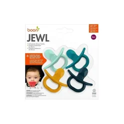 Chupeta ortodôntica Boon Jewl, chupeta de silicone estágio 1 recém-nascido +, pacote de 4, azul