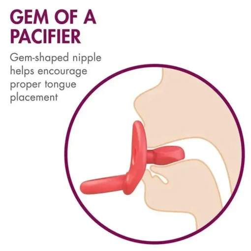 Chupeta ortodôntica Boon Jewl, estágio 2, 3 meses + chupeta de silicone, embalagem de 2, rosa