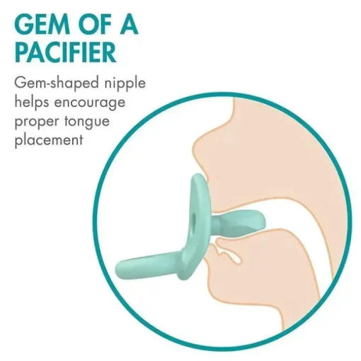 Chupeta ortodôntica Boon Jewl, chupeta de silicone, estágio 2, 3 meses +, pacote de 2, azul