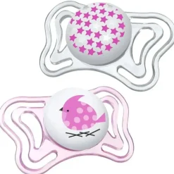 Chupeta Ortodôntica Chicco - 2 Pk Physioforma Light Day &amp; Night Rosa, 0/6M