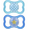 Chupeta ortodôntica MAM Air Night, pacote de 2, menino, 6+ meses