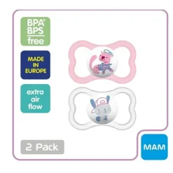 Chupeta Ortodôntica MAM Air, Menina, 6+ Meses, 2 Contagens